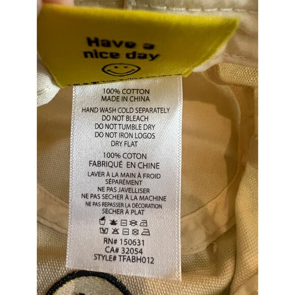 Smiley Originals Bucket Hat Cream White Unisex One Size Cotton Smiley Face Logo - Picture 4 of 4